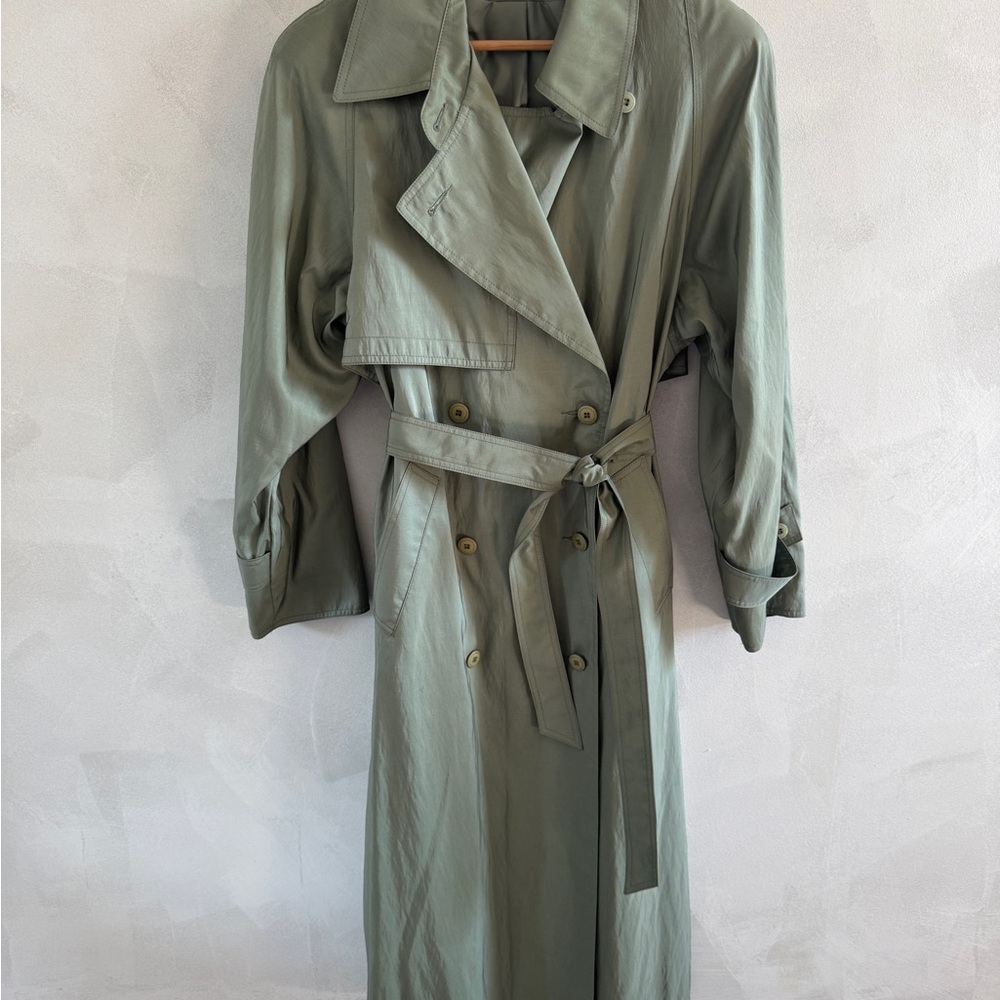 Vintage Forecaster of Boston Women's Green Trench Coat - Size 9/10